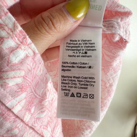 J. Crew Pink + White Floral Print Ultimate Everyday Button Up Shirt - Size 4 - Picture 6 of 10